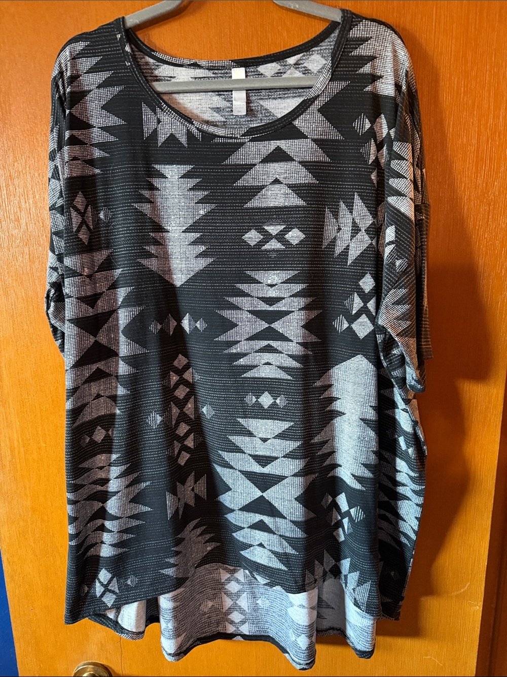 LuLaRoe Irma Black & Gray Aztec Scoop Neck Tunic